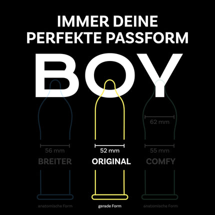 BILLY BOY prezervatīvi krāsaini, 20 gab. | 52 mm | Krāsains, augļu un kniedētu prezervatīvu maisījums (1x20 gabali)