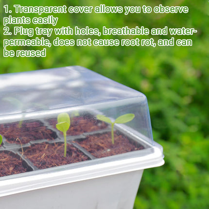 GAESHOW 12 iepakojumu iekštelpu siltumnīcas pavairotājs, 144 režģu mini siltumnīcas pavairošanas komplekts ar paceltu vāku, atkārtoti lietojama pavairošanas plāksne, siltumnīcas pavairošanas paplātes stādiem