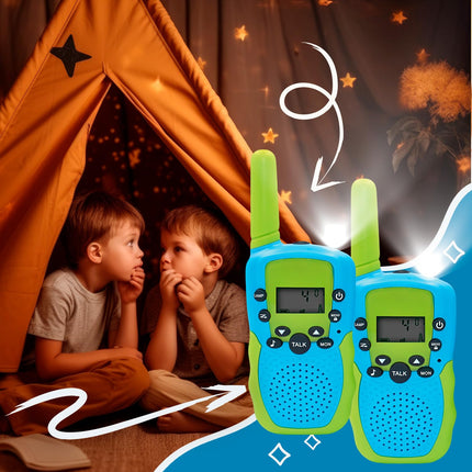 Maxlife Walkie Talkie Kids zili zaļa MXWT-200 - droši 8 kanāli - rāciju komplekts ar 2 gab. - tāla darbības rādiusa rācija - āra spēles bērniem - rotaļlietas bērniem no 3 gadu vecuma - dāvanas bērniem