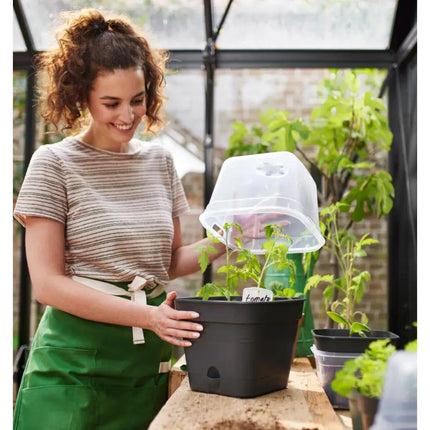 elho Green Basics audzēšanas pods kvadrātveida viss vienā 15 - puķupods audzēšanai - 100% pārstrādāta plastmasa - Ø 15,0 x A 12,1 cm - melns/dzīvi melns