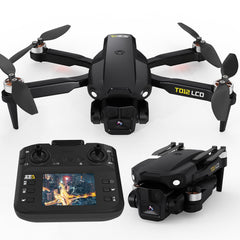Toladrone TD12LCD drons ar kameru, drons ar LCD ekrānu, tālvadības pulti, bezsuku motora drons, optiskās plūsmas pozicionēšanas droni bērniem, RC kvadrokopters pieaugušajiem