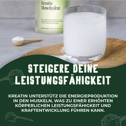 Vetain kreatīna monohidrāta pulveris 250g - 50 porcijas tīra kreatīna - 100% vegāns - Bez piedevām - lielas kreatīna pulveris lielākai enerģijai - Bez garšas - Laboratorijā pārbaudīts Vācijā