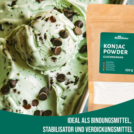 RheinNatur Konjac pulveris 250 g - glikomanāns no konjaka saknes - dabīgas šķiedrvielas, veicina sāta sajūtu - konjaka milti kā saistviela un stabilizators