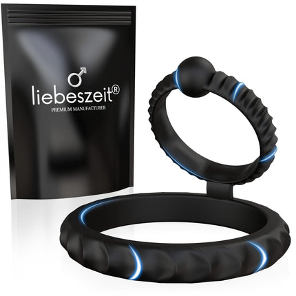 LIEBESZEIT© Penisring Dual - NEUHEIT 2025 - Innovativer Cockring Penis Ring Sexspielzeug Pennisring dehnbar Silikon - Cock Hodenring Extrem Potenzsteigerung Erektionshilfe Sextoy Penisringe für Männer