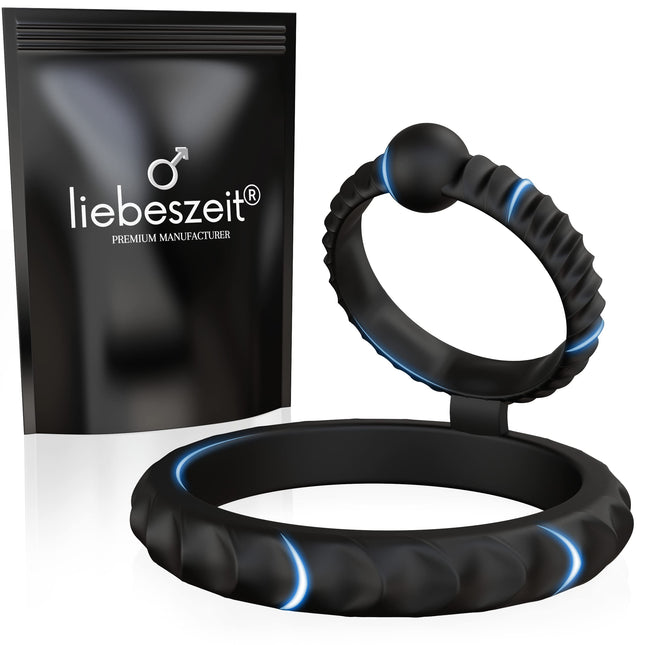 LIEBESZEIT© Penisring Dual - NEUHEIT 2025 - Innovativer Cockring Penis Ring Sexspielzeug Pennisring dehnbar Silikon - Cock Hodenring Extrem Potenzsteigerung Erektionshilfe Sextoy Penisringe für Männer