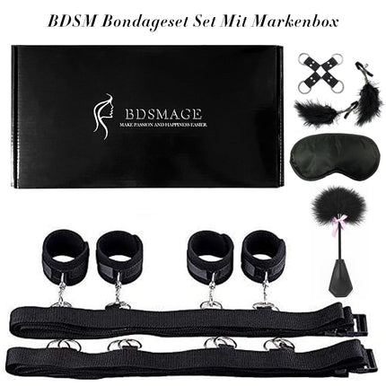 BDSMAGE BDSM komplekts ar 7 daļām, SM gultas piederumi, spalvu pātaga un acu maska, roku dzelži, potīšu aproces, spalvas, krūtsgala skavas, fetiša seksa rotaļlieta, ekstremālas bondage komplekts piestiprināšanai pie gultas pāriem