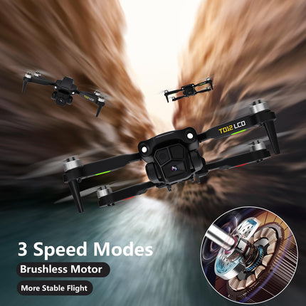 Toladrone TD12LCD drons ar kameru, drons ar LCD ekrānu, tālvadības pulti, bezsuku motora drons, optiskās plūsmas pozicionēšanas droni bērniem, RC kvadrokopters pieaugušajiem