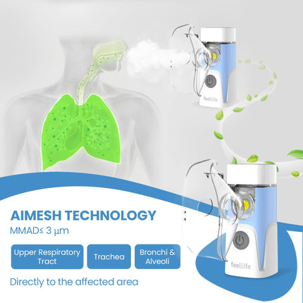 FEELLIFE inhalators, smidzinātājs, inhalators bērniem un pieaugušajiem, Air Aerogo sērija (zils)