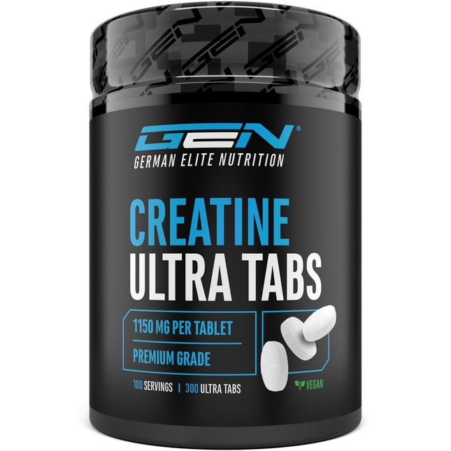 Kreatīna Ultra tabletes - 300 tabletes ar 1150 mg tīra kreatīna monohidrāta katrā - 100 lietošanas reizes - Premium: īpaši smalkas + sietveida faktors 200 - Augsta deva - Vegāns