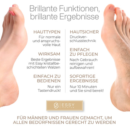 Essy Callus Remover elektriskā testa uzvarētājs ar 5 rezerves rullīšiem Callus Remover elektriskā Callus Remover pēdu kopšanas ierīce pedikīra komplekts elektroniska pēdu kopšanas Callus fails (balts)