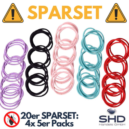 SHD pretutu matu saites galvas utīm - IZDEVĪGU KOMPLEKTS ar 20 gabaliņiem, melnas, zaļas, sarkanas, rozā un violetas - aizsardzība pret utīm 100% dabīga - droša, veselīga un efektīva, palīdz aizsargāt pret utīm