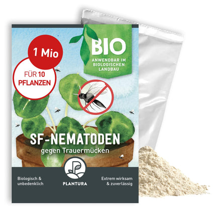 Plantura SF nematodes pret sēnīšu knišļiem, laistīšanai, ļoti efektīvi un organiski, derīgie kukaiņi no Vācijas, 1 miljons uz 1 m²/apm. 10 augi
