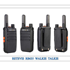 Retevis RB635 divvirzienu rācija ar lukturīti, PMR446 bezlicencēts radio, liela darbības rādiusa, mini divvirzienu rāciju komplekts ar USB kabeli, rācijas ar VOX ģimenes pastaigām, kempingam (melns, 2 iepakojumi)