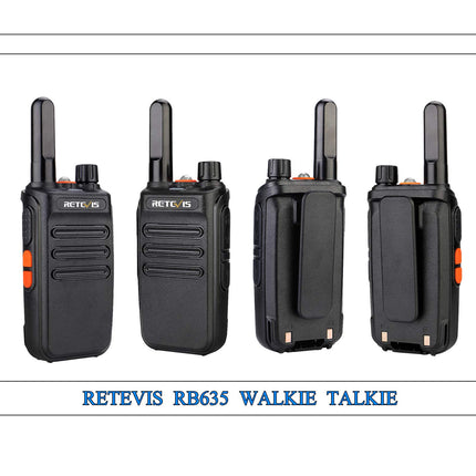 Retevis RB635 divvirzienu rācija profesionālai lietošanai, LED lukturītis PMR446, bezlicences 16 kanāli, divvirzienu rācijas komplekts, VOX, uzlādējama USB rācija mazumtirdzniecībai, hostelim (melns, 4 gab. iepakojumā)