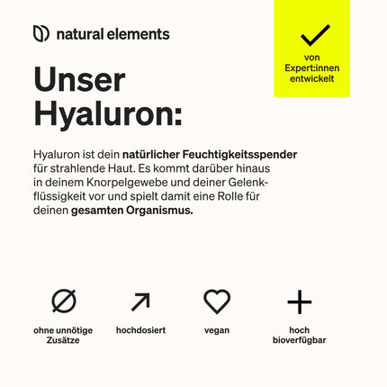 Vegānu hialuronskābe – 500 mg hialuronskābes/kapsulā – 90 kapsulas 3 mēnešiem – 500–700 kDa – augsta deva, bez piedevām – ražots Vācijā un laboratoriski pārbaudīts