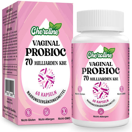 Cheroline vaginālās probiotikas sievietēm, 70 miljardi CFU, 7 celmi ar prebiotiku maisījumu, 13 vienā intīmās floras probiotikas, vegānas kapsulas (60 kapsulas (1 iepakojums))