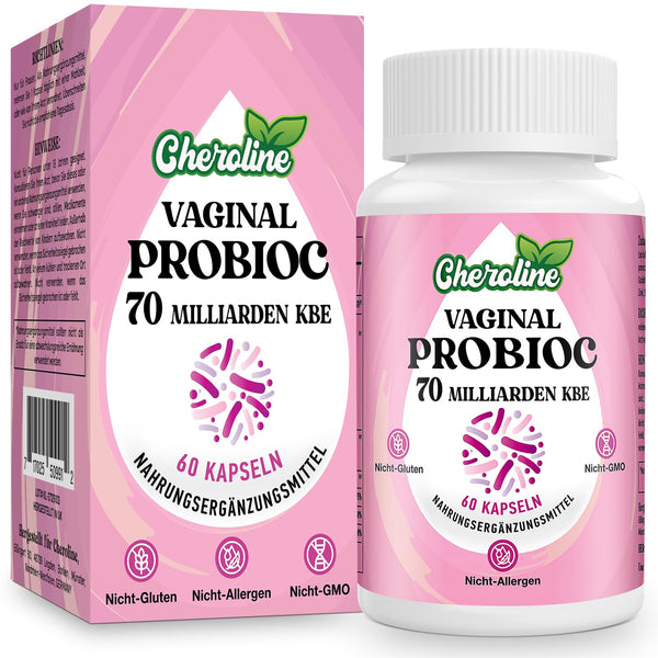 Cheroline vaginālās probiotikas sievietēm, 70 miljardi CFU, 7 celmi ar prebiotiku maisījumu, 13 vienā intīmās floras probiotikas, vegānas kapsulas (60 kapsulas (1 iepakojums))