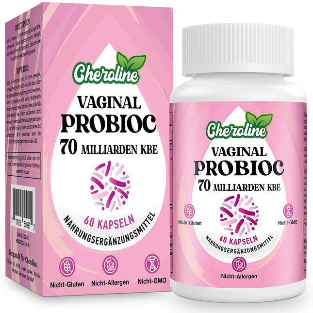 Cheroline vaginālās probiotikas sievietēm, 70 miljardi CFU, 7 celmi ar prebiotiku maisījumu, 13 vienā intīmās floras probiotikas, vegānas kapsulas (60 kapsulas (1 iepakojums))