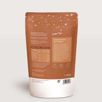 Glow25® kolagēna pulveris ar kanēļa cepumu [450 g] - kolagēna hidrolizāts - 1. un 3. tipa peptīdi - laba šķīdība
