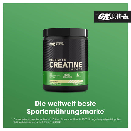 Optimum Nutrition mikronizēts kreatīna pulveris, 100% tīrs kreatīna monohidrāta pulveris, bez garšas, 93 porcijas, 317 g