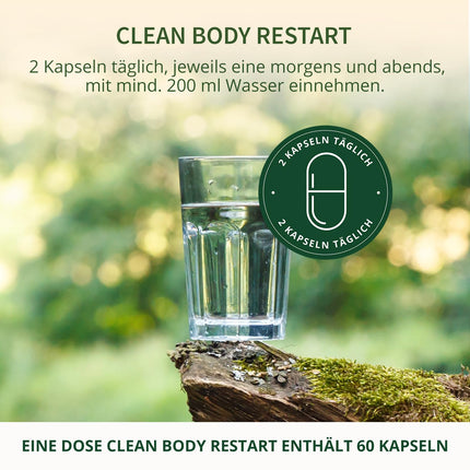 BodyFokus Clean Body Restart - aknu, homocisteīna un tauku metabolisma veicināšanai - 60 kapsulas - ražots Vācijā