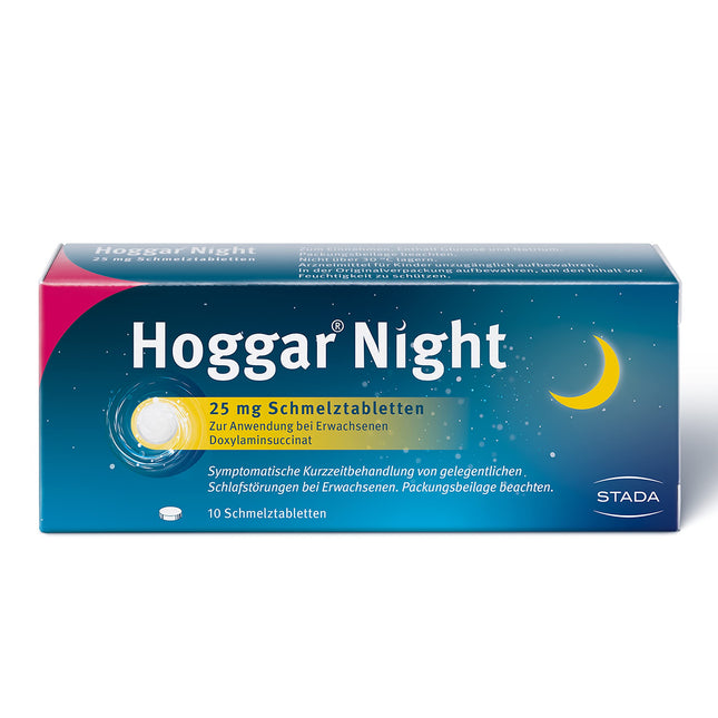 Hoggar Night – Miega zāles, kas palīdz aizmigt un akūtu miega traucējumu gadījumā – Labi panesamas, mierīgam miegam – 1 x 10 kūstošās tabletes