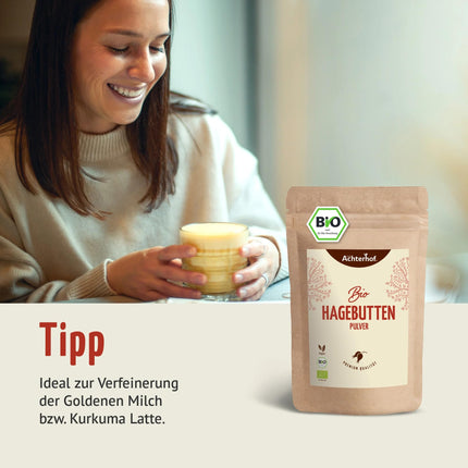Bioloģisks mežrozīšu pulveris 1000g | veselas mežrozīšu masas | augļu, salds un pikants aromāts | 100% bioloģisks mežrozīšu pulveris neapstrādātas pārtikas kvalitātē | no Ahterhofas