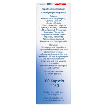 Doppelherz Amino Acids Vital - 12 olbaltumvielu pamatelementi, ieskaitot visas 9 neaizvietojamās aminoskābes, sportistiem un fiziski aktīviem cilvēkiem - 100 kapsulas