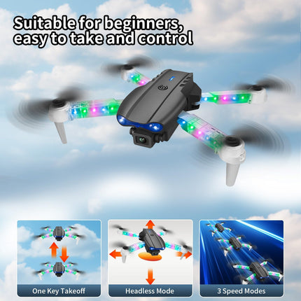 OBEST drons ar 1080P kameru un LED gaismām bērniem un pieaugušajiem, salokāms kvadrokopters ar WiFi pārraidi, vienas atslēgas pacelšanās/nosēšanās, 3D pagriezieni, 2 baterijas, drona rotaļlietu dāvanas zēniem un meitenēm