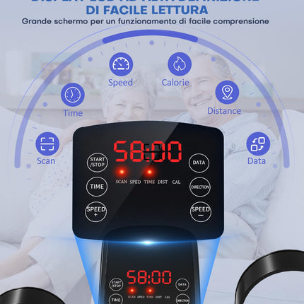 Pedāļu trenažieris, MOSUNY 2025 uzlabots elektriskais pedāļu trenažieris mājām ar 15 ātrumiem, lielu LCD displeju + tālvadības pulti un neslīdošu paklājiņu, kāju trenažieris senioriem, mini velotrenažieris (MC58A)