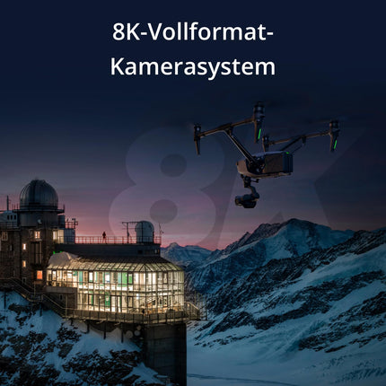 DJI Inspire 3 standarta komplektācija, pilna kadra 8K ProRes RAW/CDNG, īpaši plata 1/1,8 collu nakts redzamības FPV kamera, divu formātu konfigurācijas, O3 Pro video pārraide