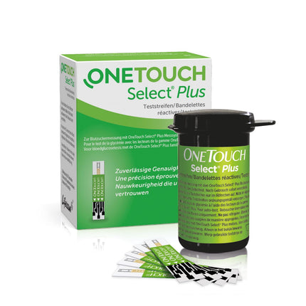 OneTouch Select® Plus asins glikozes testa strēmeles I 50 strēmeles I 1 iepakojums I asins glikozes mērīšanai diabēta (cukura slimības) gadījumā