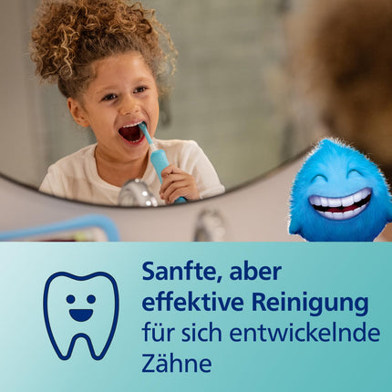 Philips Sonicare For Kids, elektriskā soniskā zobu birste ar lietotni, bērniem no 3 gadu vecuma, ar SmarTimer un QuadPacer rūpīgai tīrīšanai, tirkīza krāsā, modelis HX6322/04