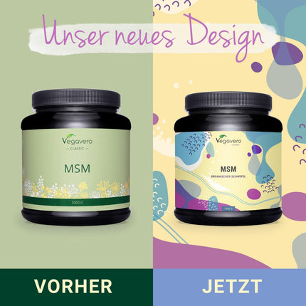 MSM pulveris 1000 g Vegavero® | 99,9% tīrība | Vācu produkcija | Metilsulfonilmetāns | Organiskais sērs | kristālisks | Laboratorijā pārbaudīts un bez piedevām | Vegāns