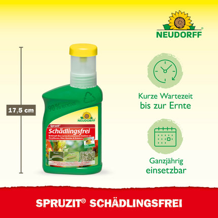 Neudorff Spruzit Pest-Free – koncentrāts apkaro kaitēkļus, piemēram, bukskodes, laputis un tripšus dekoratīvajos augos, dārzeņos un garšaugos, 250 ml