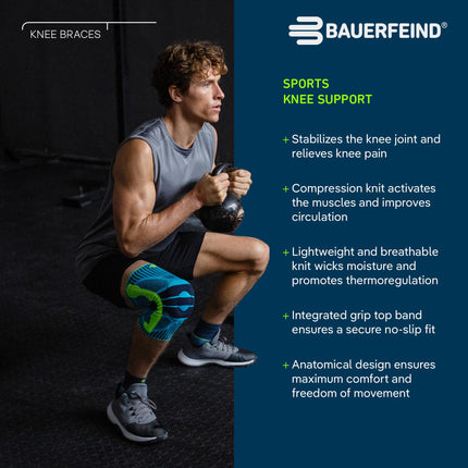 BAUERFEIND ceļa atbalsts “Knee Support” ar silikona gredzenu, var nēsāt labajā vai kreisajā pusē