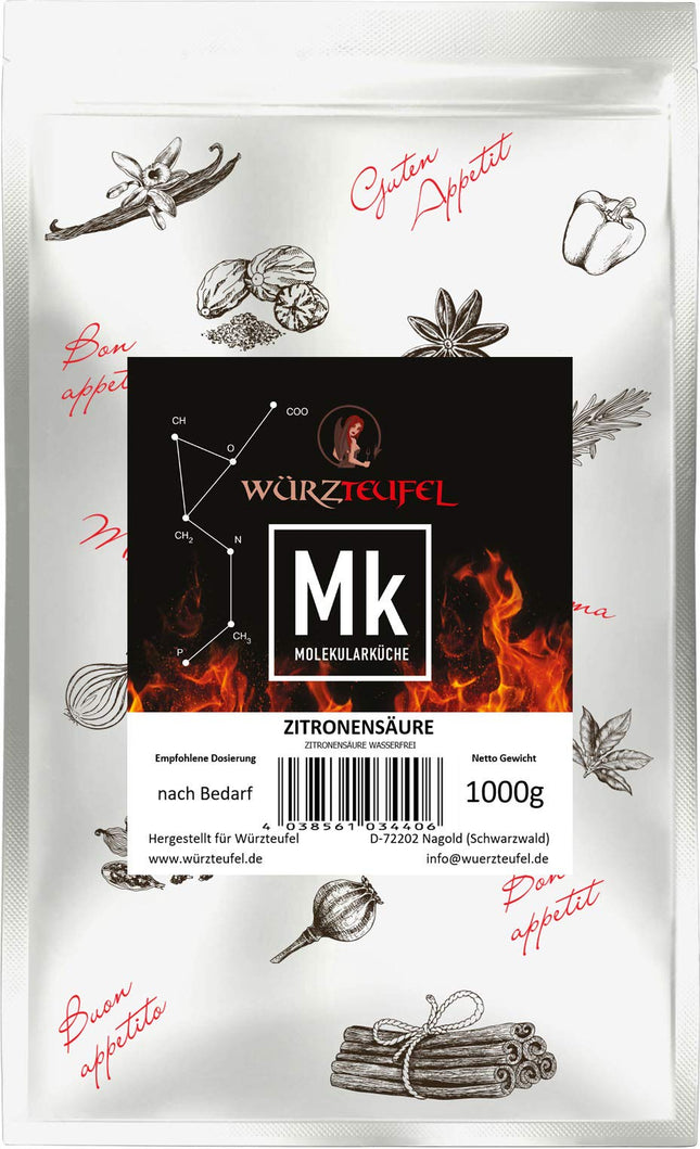 Smalka citronskābe, dabīgā citronskābe, dabīgā citronskābe. Maisiņš 1000 g. (1,0 kg)