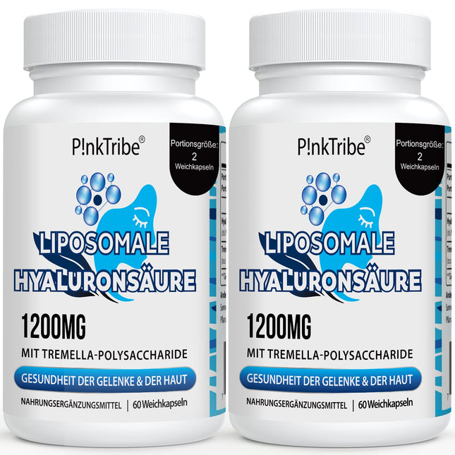 Liposomālās hialuronskābes kapsulas - augsta deva ar 1200 mg hialuronskābes, augstas molekulmasas hialuronskābe (500-700 kDa), bez piedevām, 60 kapsulas (2 iepakojumi)