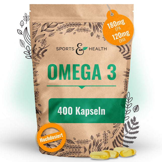 Omega 3 kapsulas augsta deva – 400 zivju eļļas kapsulas augsta deva – tīra Omega 3 eļļa no ilgtspējīgas zvejas – 1000 mg Omega 3 taukskābju vienā kapsulā – ar Omega 3 triglicerīdiem EPA DHA