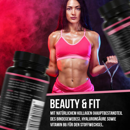 BRNR LADY BRNR - BeautyFit vielmaiņas formula ar B6 vitamīnu, saistaudiem ar varu, kolagēnu, augstu hialuronskābes devu, biotīnu, 120 kapsulas