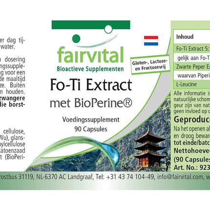 Fairvital | Fo-Ti ekstrakts ar BioPerine® - 90 kapsulas - AUGSTA DEVA - He Shou Wu - VEGĀNS