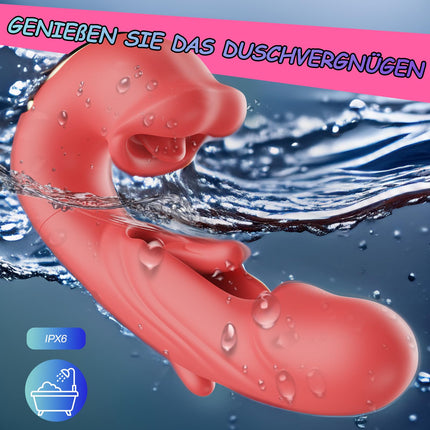 Dildo vibrators seksa rotaļlieta sievietēm, G-punkta vibratori ar klitora stimulāciju sievietēm ar 5 mēles laizīšanu, 7 vibrācijas režīmiem, 7 trieciena režīmiem, vibratoru komplekti sievietēm, klitora stimulators viņai