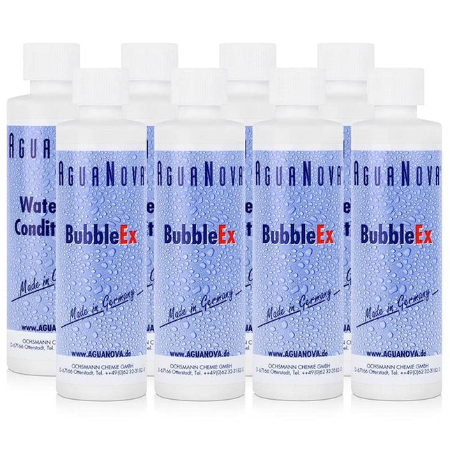 4x AguaNova ūdensgultas mīkstinātāji 250 ml, 4x Bubble Ex 400 g