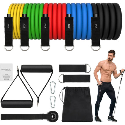 JATEKA fitnesa lentu komplekts, 5 sporta pretestības lentes 5 pretestības lentes, pretestības lentes ar durvju enkuru, rokturiem, potīšu siksnām, pārnēsājamas muskuļu veidošanai un Pilates nodarbībām vīriešiem un sievietēm