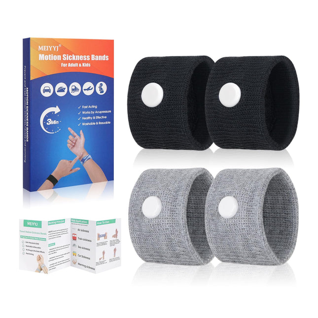 2 pāri kustību slimības mazināšanas aproču, ceļojumu akupresūras aproces, slikta dūša, rīta nelabuma mazināšana, jūras slimība, ceļojumi, slikta dūša automašīnā