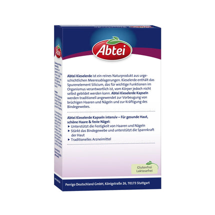 Abtei Kieselerde Intensive - Matu un nagu trausluma novēršanai - Ar silīciju - Tīrs dabīgs produkts - Augsta deva, bez glutēna, bez laktozes - 60 kapsulas