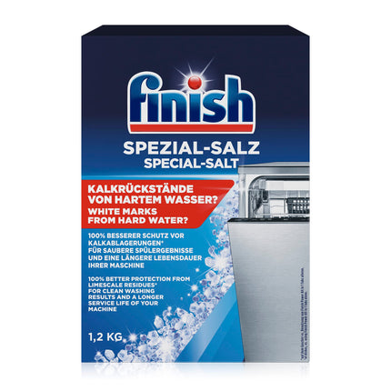 Finish Special Salt – trauku mazgājamās mašīnas sāls aizsardzībai pret kaļķakmeni un ūdens traipiem – vairāku iepakojumu komplekts ar 8 x 1,2 kg