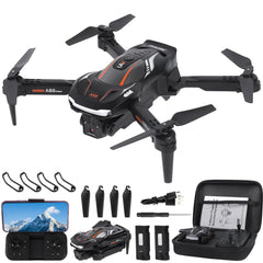 Drons ar 1080P HD kameru bērniem, tālvadības drons ar 2 baterijām, salokāms kvadrokopters ar FPV WiFi pārraidi, gravitācijas sensors, 3D apgriešanas režīms, pacelšanās/nosēšanās ar vienu pogu, augstuma noturēšanas režīms (melns)