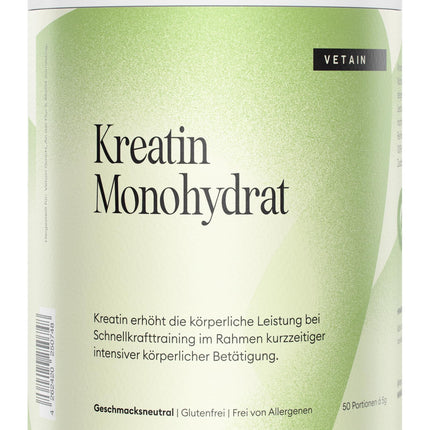 Vetain kreatīna monohidrāta pulveris 250g - 50 porcijas tīra kreatīna - 100% vegāns - Bez piedevām - lielas kreatīna pulveris lielākai enerģijai - Bez garšas - Laboratorijā pārbaudīts Vācijā