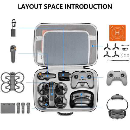 FPVtosky Avata 2 soma DJI Avata 2 piederumiem, cieta soma DJI Avata 2 Fly More Combo ierīcei, kas paredzēta DJI Goggles 3/RC Motion 3/FPV tālvadības pultij 3, akumulatora uzlādes stacija, Avata 2 piederumi